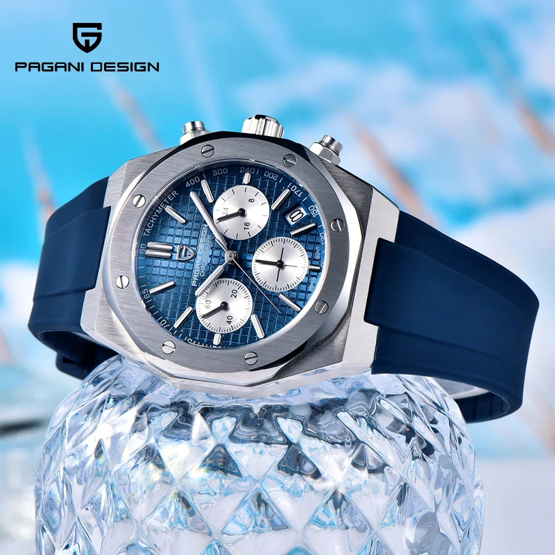 

Pagani Design 2025 Новые мужские деловые кварцевые часы VK63 с сапфировым стеклом из нержавеющей стали 20 бар водонепроницаемые спортивные часы с хронометром и кодом