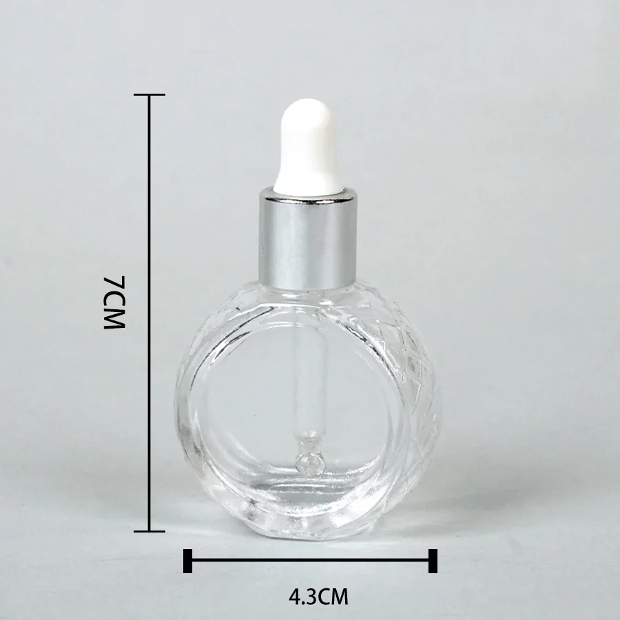 1/2 pezzi + 2 accessori Flacone contagocce trasparente piatto rotondo in vetro da 10 ml, inclusi 2 flaconi spray, 1 imbuto e 1 cannuccia a molla