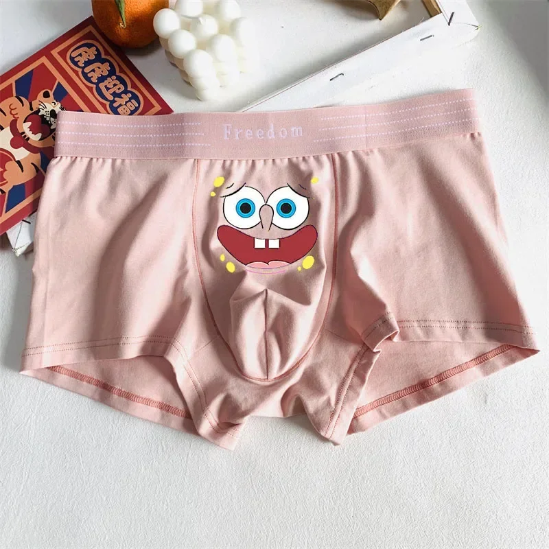 SpongeBob SquarePants Underpants Cartoon Quirky Men\'s Cotton Boxer Shorts Creative Casual Boys Breathable Sweat-absorbing Shorts