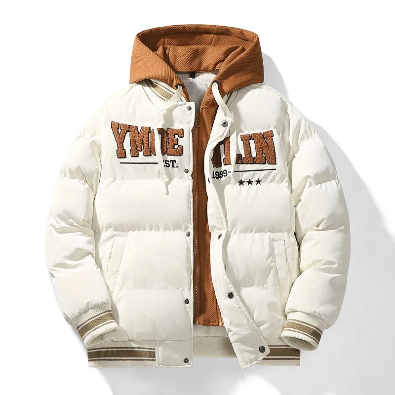 

Autumn Winter Men Clothing Casual Stand Collar Parka Big Size Men's Thick Warm Bomber Jacket Fleece Slim Fit Coat