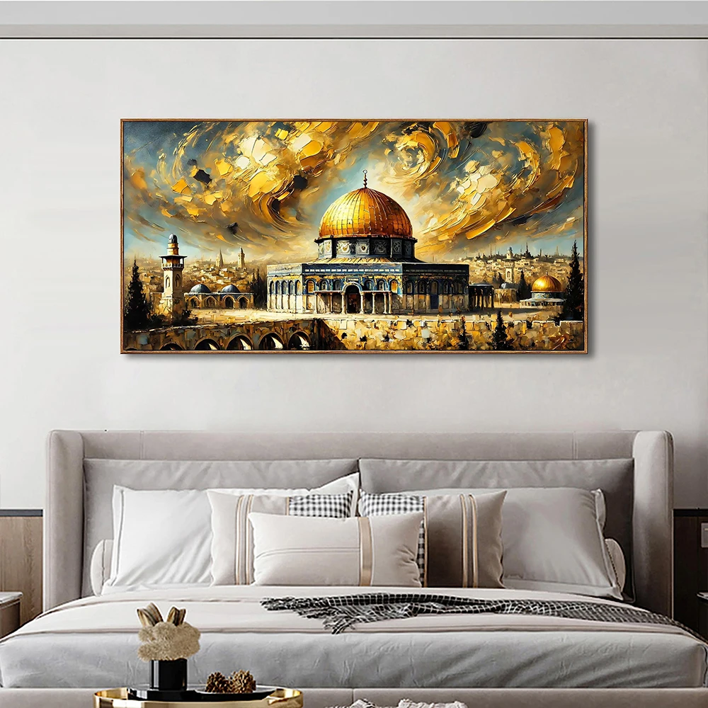 Islamic Sacred Mosque Mecca Kaaba Painting Modern Abstract Landscape Wall Art Poster Living Room Home Decor Canvas Print Picture