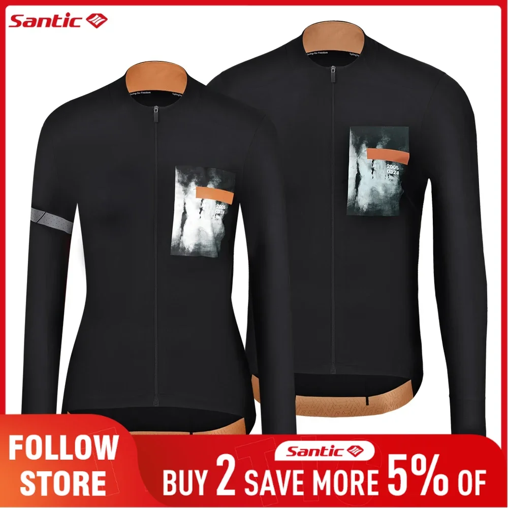 

Santic велосипедный трикотаж для мужчин и женщин, весенне-осенняя качественная велосипедная одежда, профессиональные топы с длинными рукавами для горного велосипеда, шоссейные велосипедные топы