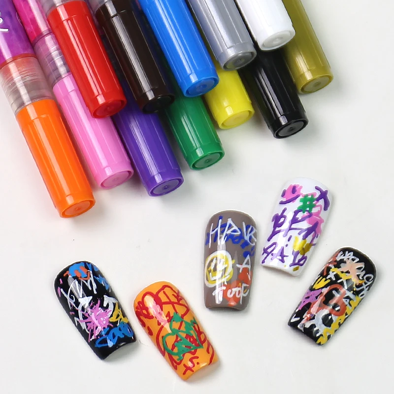 1set Nail Art Drawing Pen Gel Polish Graffiti Beauty Waterproof Decoration Painting Acrylic Easy Drying Liner Tool DIY Manicure