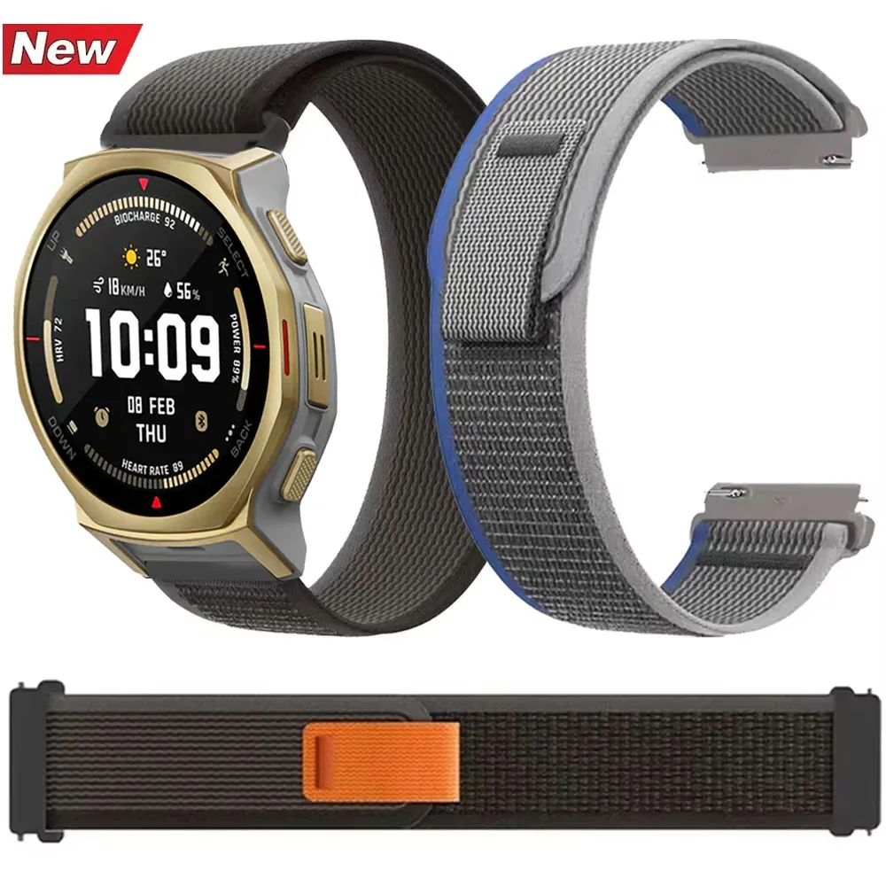 

Нейлоновый ремешок Trail 20/22 мм для Amazfit T-REX3 Pro 48/44 мм/Active 2, браслет-браслет для Amazfit Helio Balance 2-1/Bip 6-5/GTR 4