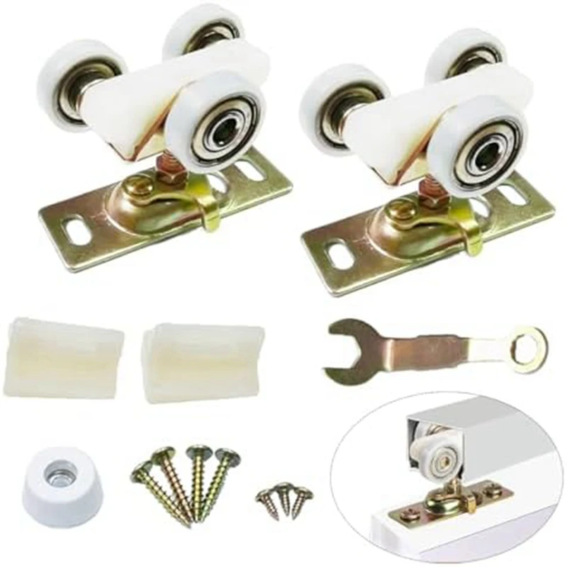 2 Pack Sliding Pocket Door Hardware Top Hanger Rollers Wheels Assembly Fit Johnson Replacement Parts 1125 & 1500 Hardware Kit