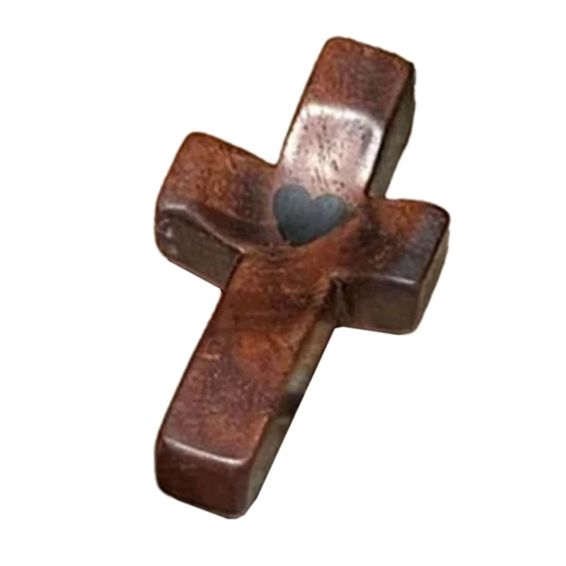 Prayer Holding Wooden with Heart Comfort Pocket Handheld Crosses Fingertip Stress Relief Toy Encouragement Gifts Dropsale