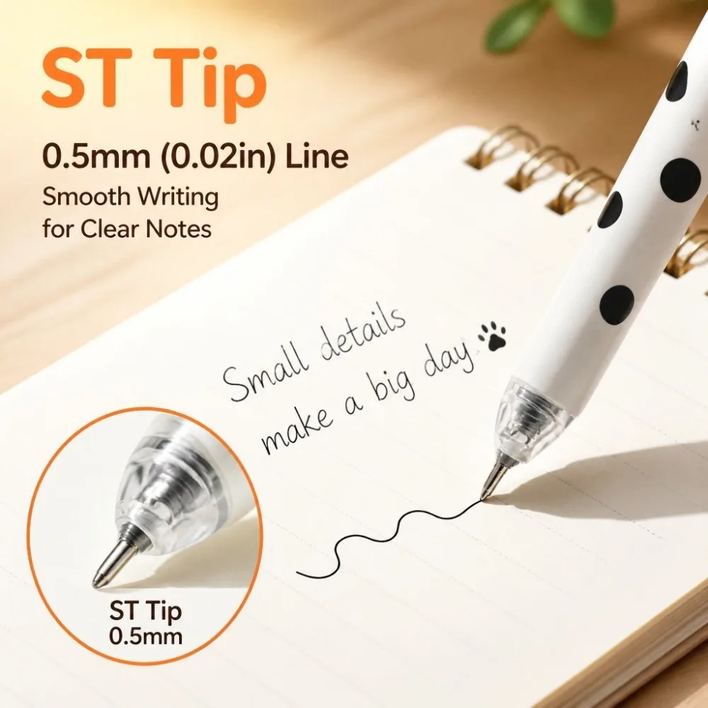 Anti Slip Silicone Grip Cute Dog Gel Pen Fast Drying Ink Movable Ear Student Gel Pen 0.5mm ST Tip Creative Writing Pen