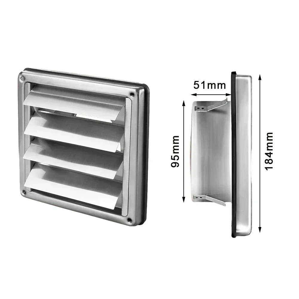 4/5/6inch Stainless Steel Gravity Grille Duct Vent Cover With Non-Return Louver Home Improvement Accessories