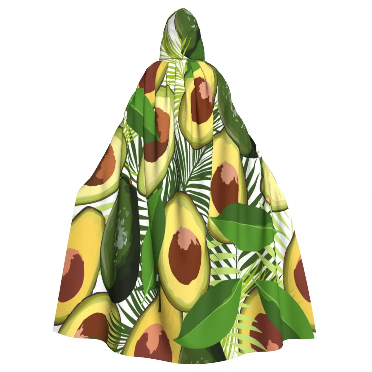 

Avocado Tropical Leaves Of Palm Tree Background. Adult Cloak Cape Hooded Medieval Costume Witch Wicca Elf Purim Carnival Party