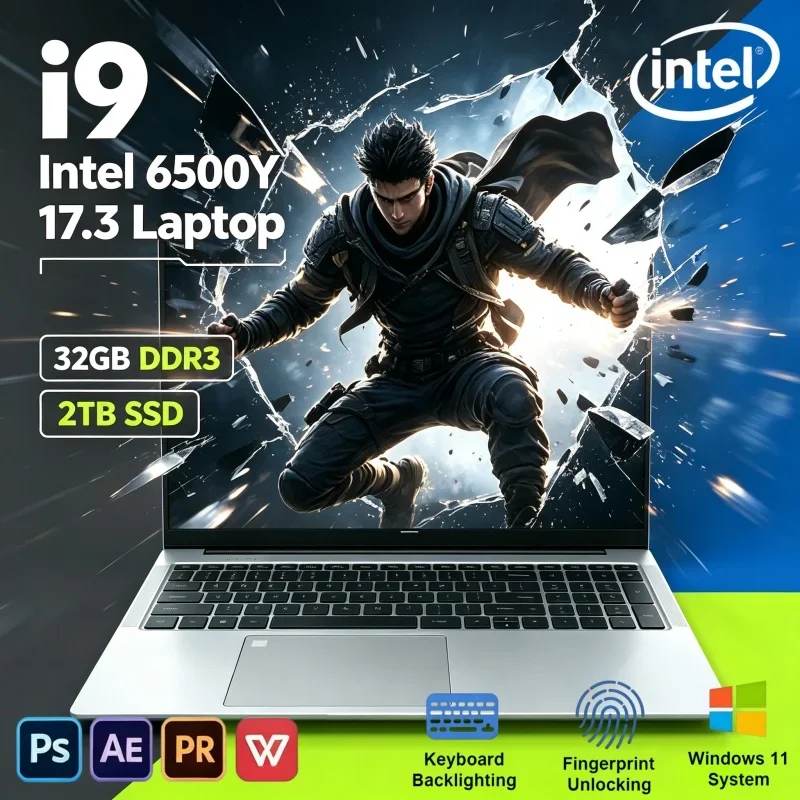 Popular Choice 17.3 Inch Ultra Slim Laptop Intel Core 6500Y 16GB 32GB 2TB Windows11 Gaming Office PC