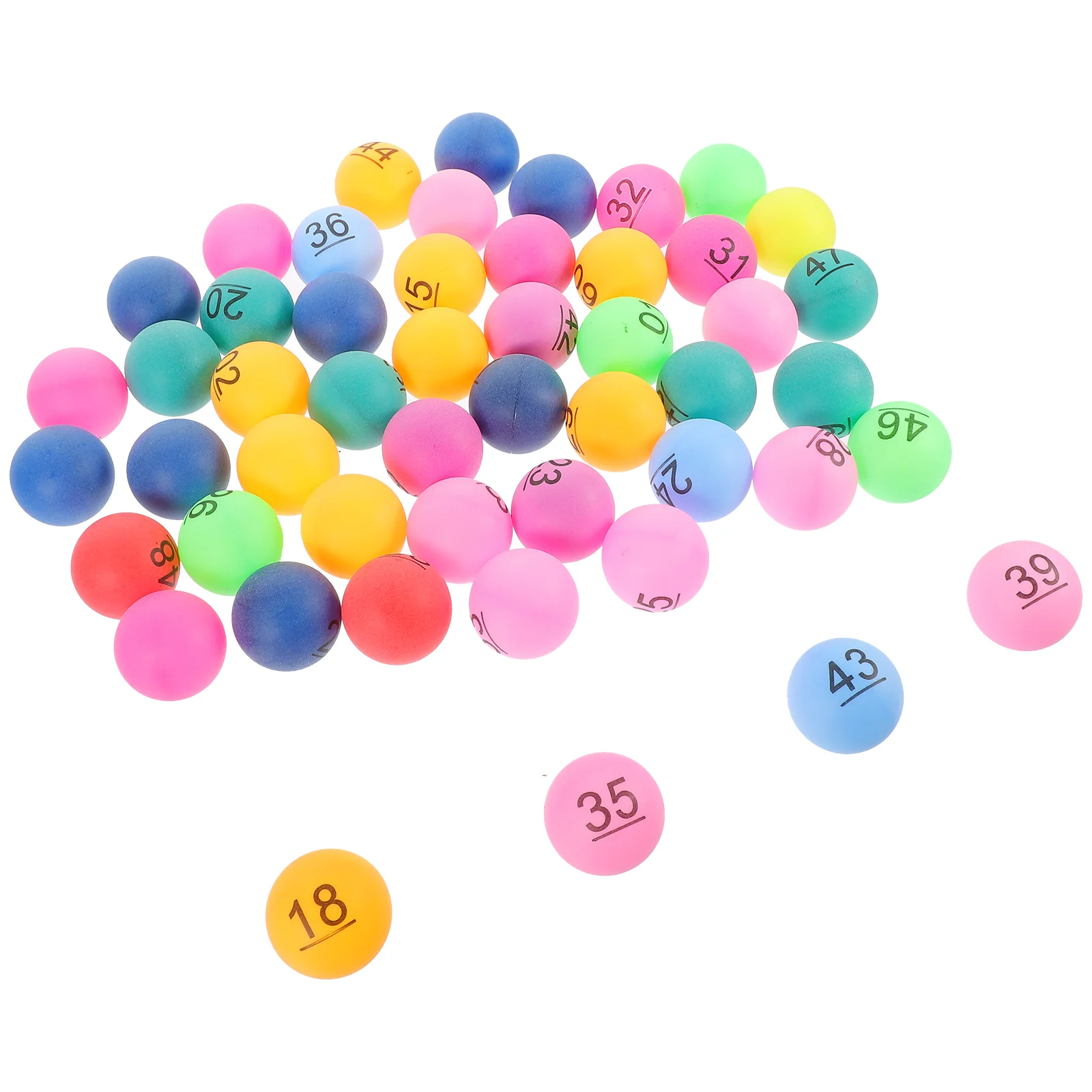 50 Pcs Plastic Ball Digital Table Tennis Lottery Balls with Number Colored Pp Small Party Game