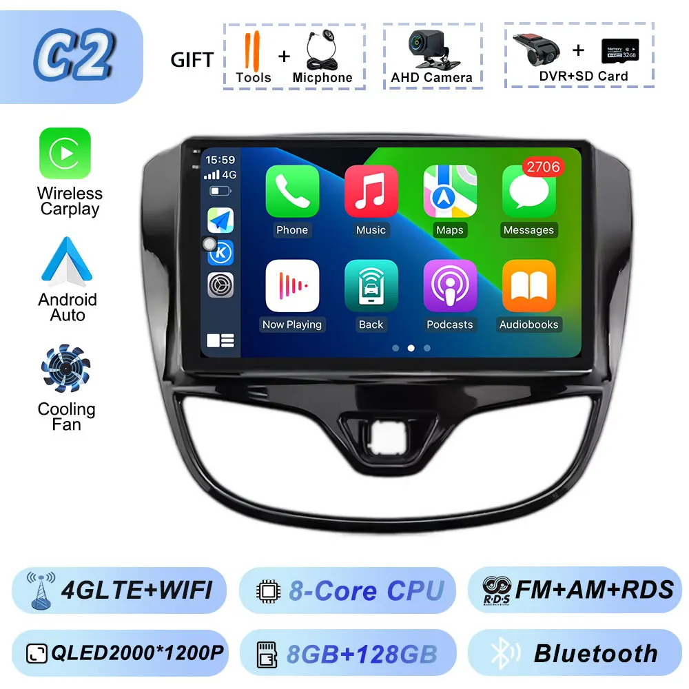Bluetooth Dsp Fan Autoradio voor Opel Karl VinFast Fadil 2017-2020 Multimedia WiFi Android Auto GPS Navigatie Draadloze Carplay