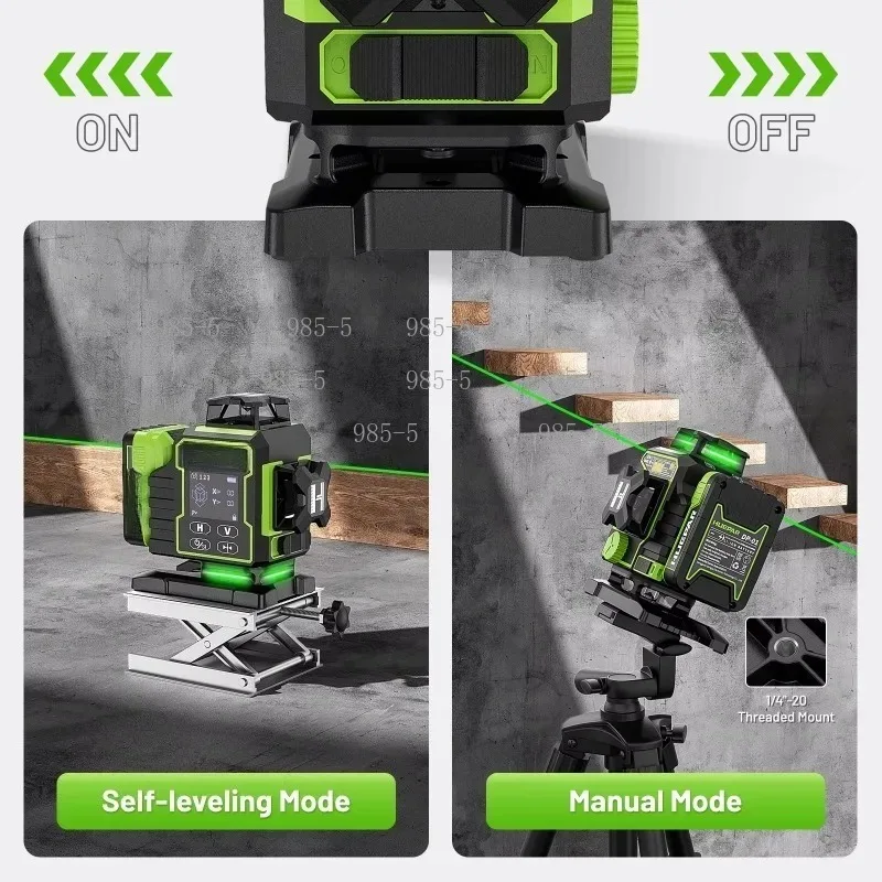 4D Green Laser Level Huepar W04CG 16 Lines Electric Base 360° Rotating Motorized Base Adjustable Brightness Pulse ModeHuepar