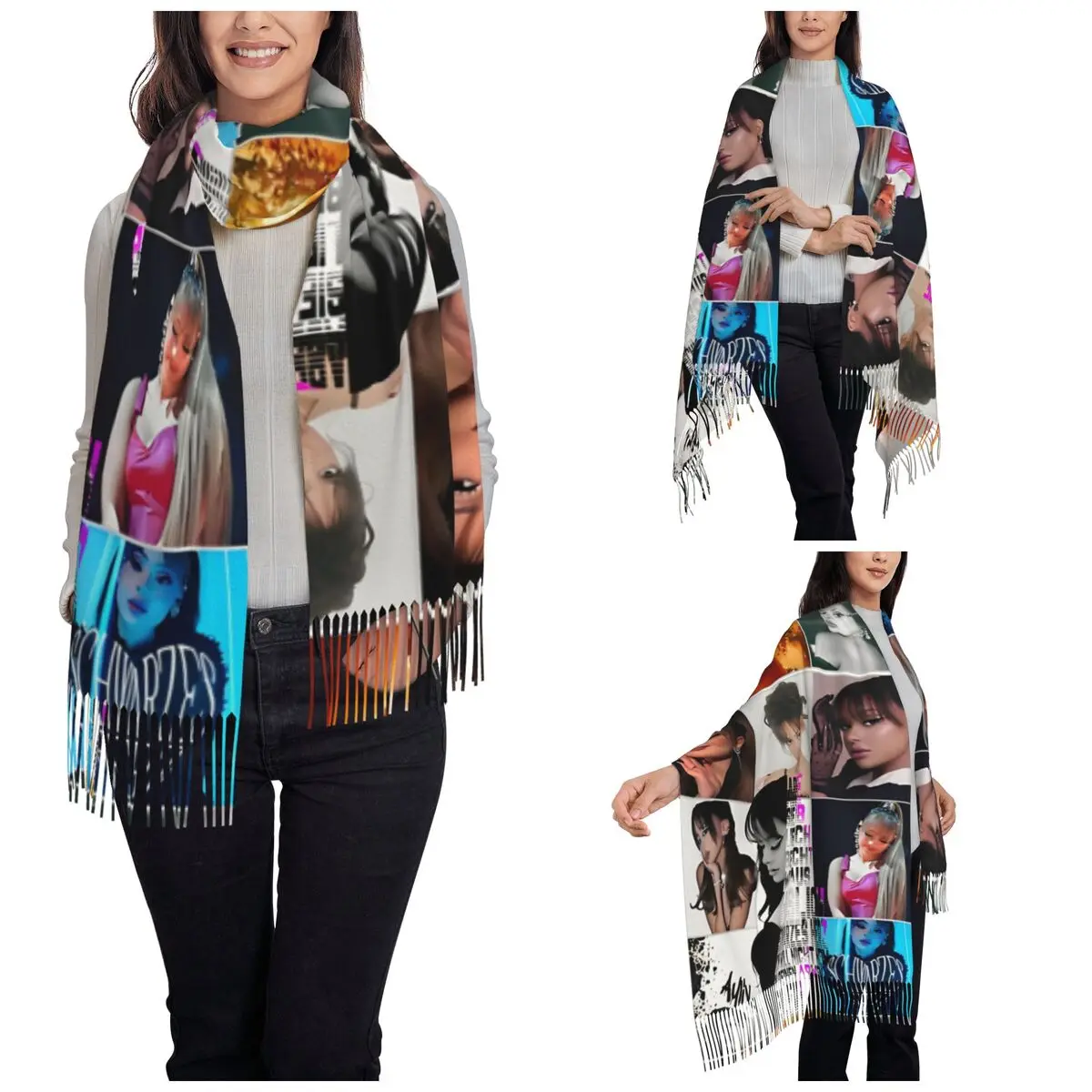 Vintage Ayliva Collage Scarf for Women Fall Winter Pashmina Shawls and Wrap Liebe Tour 2024 Long Scarves for Evening Dress