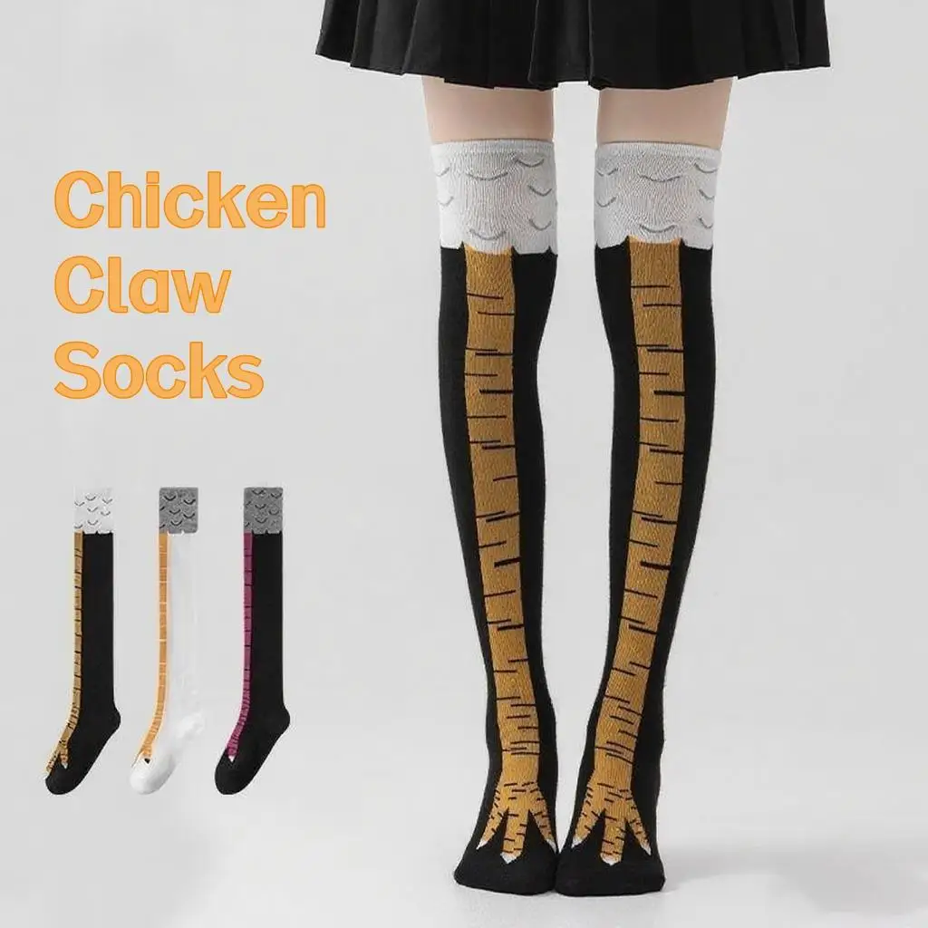 

Trendy Socks With Knee Length Chicken Feet Funny Personalized Realistic Chicken Feet Trendy Sports Socks Thigh High Socks Gifts