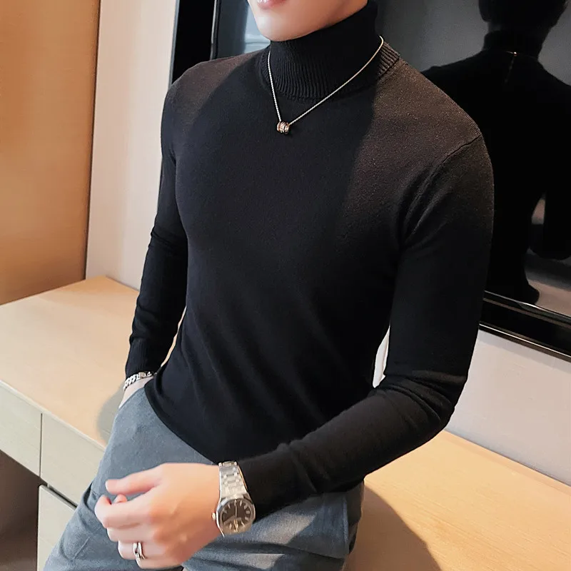 

High Quality Workmanship Turtleneck Sweater Men's High-Grade Pullover Sweater Knitwear Slim Bottoming Shirt Clothing