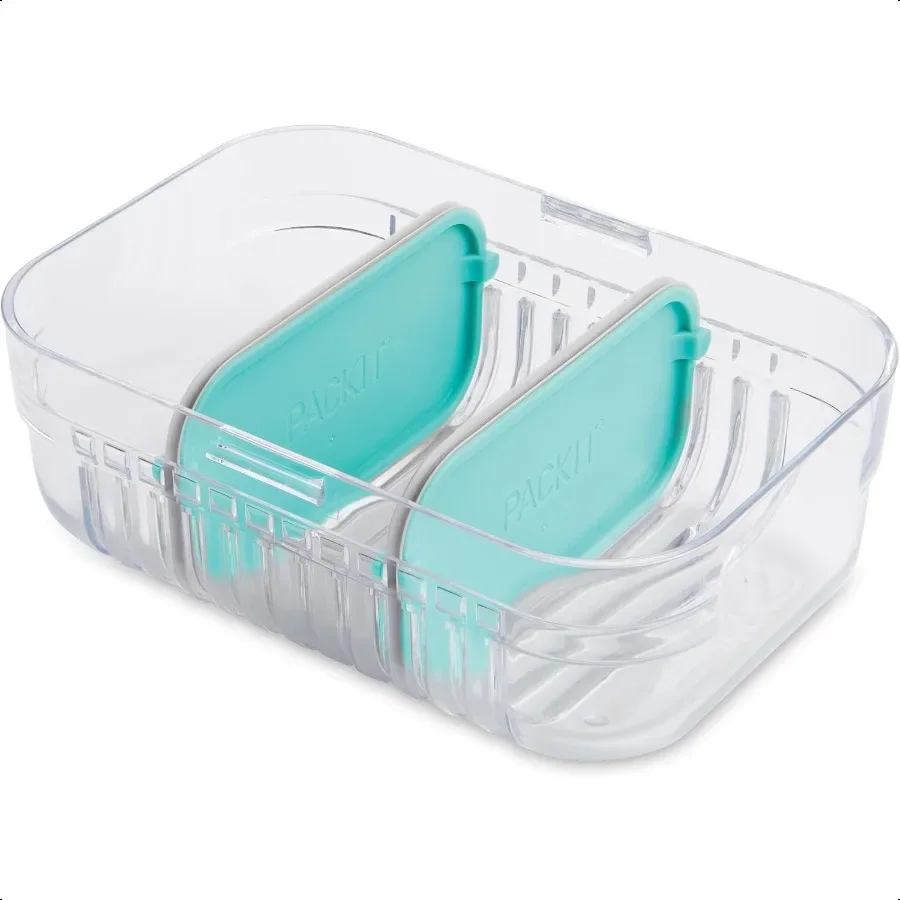 Mod Lunch Bento Contenedor de almacenamiento de alimentos Verde menta Base transparente inastillable con divisores y tapa resistentes a fugas para microondas