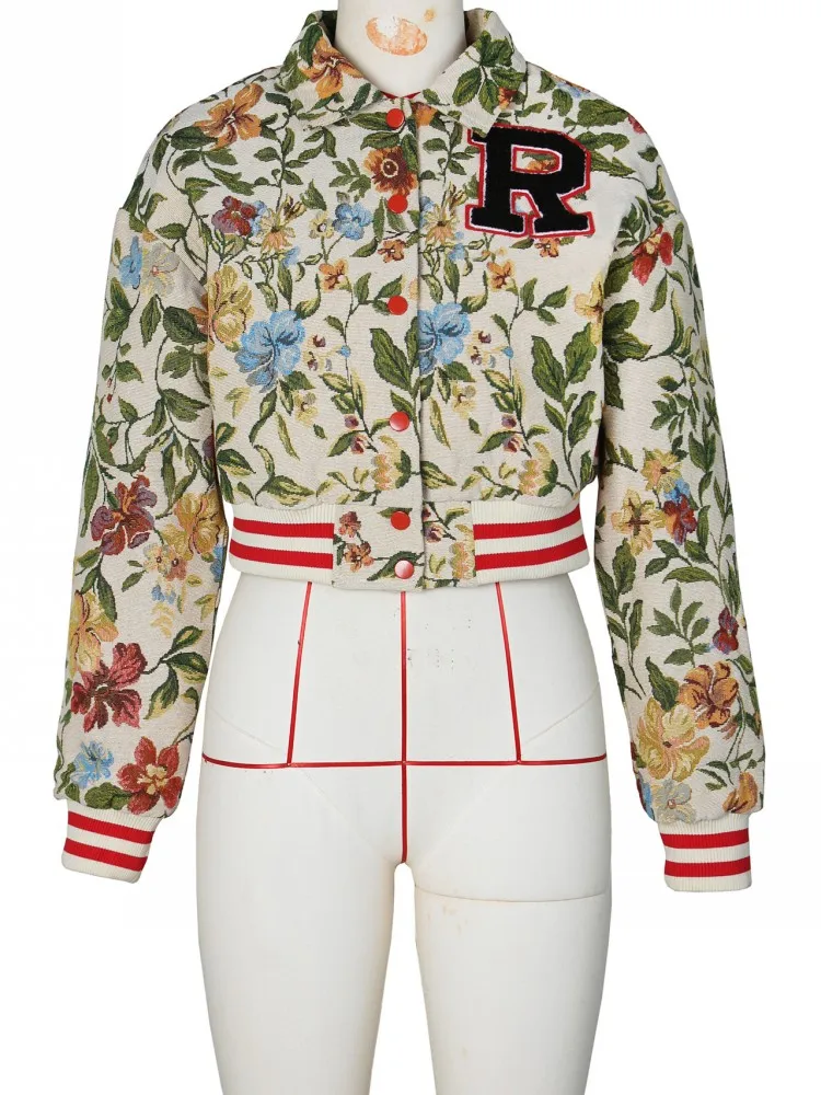 2025 Printed Casual Long Sleeve Jacket Woman Bomber Jacket Women Colorblock Coat Women Autumn Spring New Sports Style