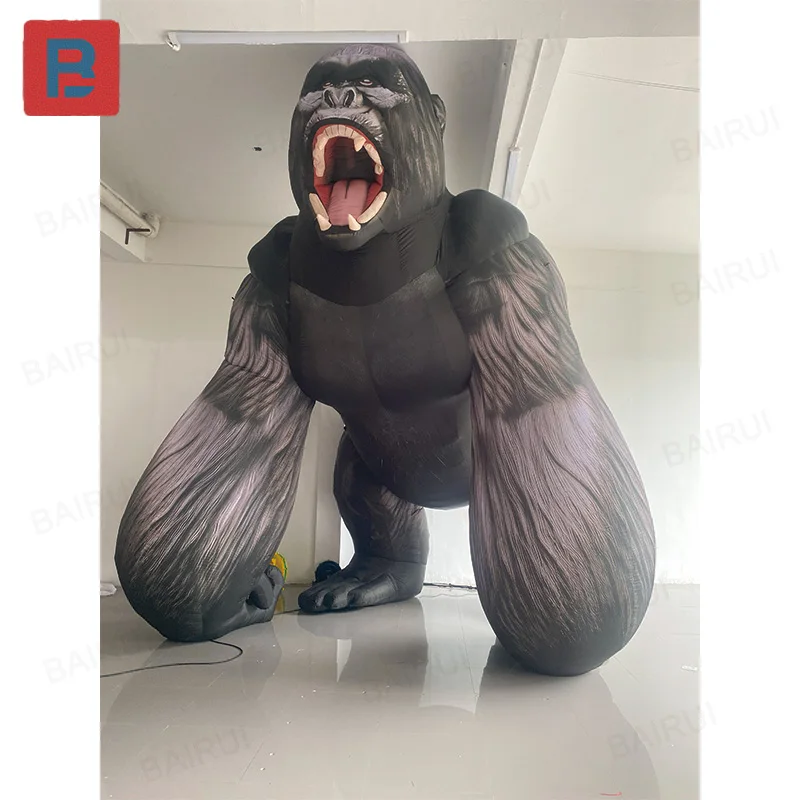 Aufblasbarer Gorilla, Tierluftmodell, mit Gebläse, großformatige Eventdekoration für den Außenbereich und Werbe-Requisiten