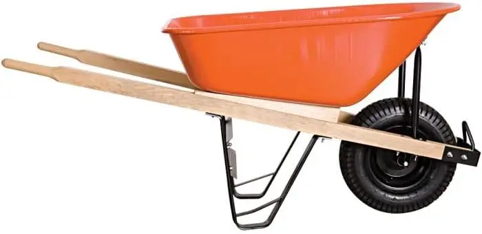 Wooden Handles Pneumatic Tire 6 Cubic Foot Poly Tray Wheelbarrow