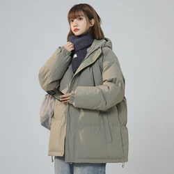 Chaqueta corta con capucha para mujer, Parkas gruesas acolchadas de algodón, abrigos holgados, prendas de vestir de gran tamaño, invierno, nuevo