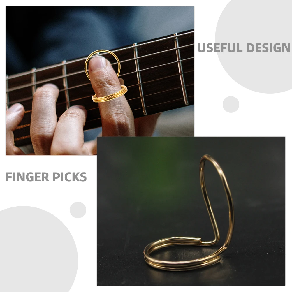 

Finger Pick Set Picks for Banjo Mandolin Thumb Accessories Golden Metal Beginner