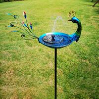 Peacock Bird Bath for Outdoor Standing Metal Bird Feeder Drinker Plate Birdbath Bowl for Lawn Courtyard Backyard Garden Ornament