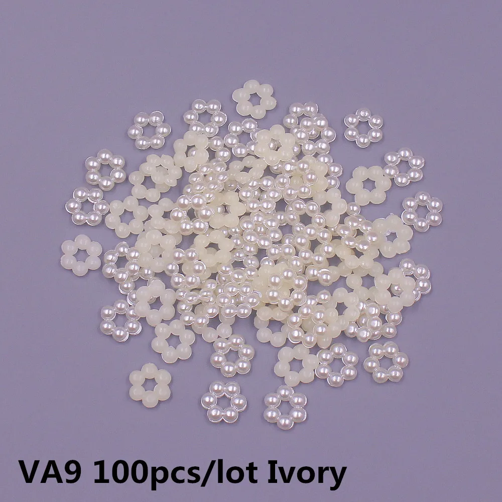 100pcs forma di fiore branelli allentati resina ABS mezza rotonda perla perline Flatback gioielli fai da te Scrapbook decorazione