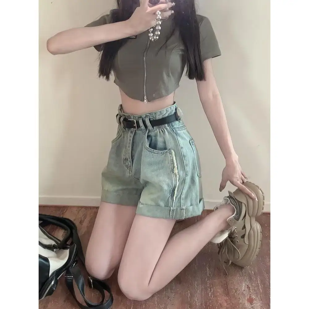 

High Waist A-Line Wide Leg Jeans ort Pants Women's Faion Autumn 2026 Small Size Slimming Versatile Denim Skinnies