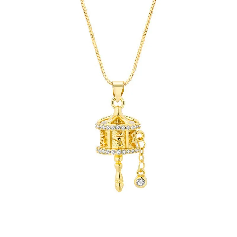 New in court style six character mantra prayer bucket necklaces light luxury exquisite and shiny collar chain jewelry gift