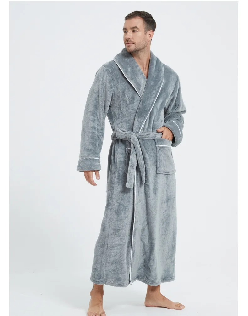 زوجين ملابس خاصة سميكة الفانيلا رداء طويل الخريف الشتاء جديد كيمونو ثوب الحمام ملابس المنزل الدافئة المرجان الصوف المتسكعون بيجامة #6