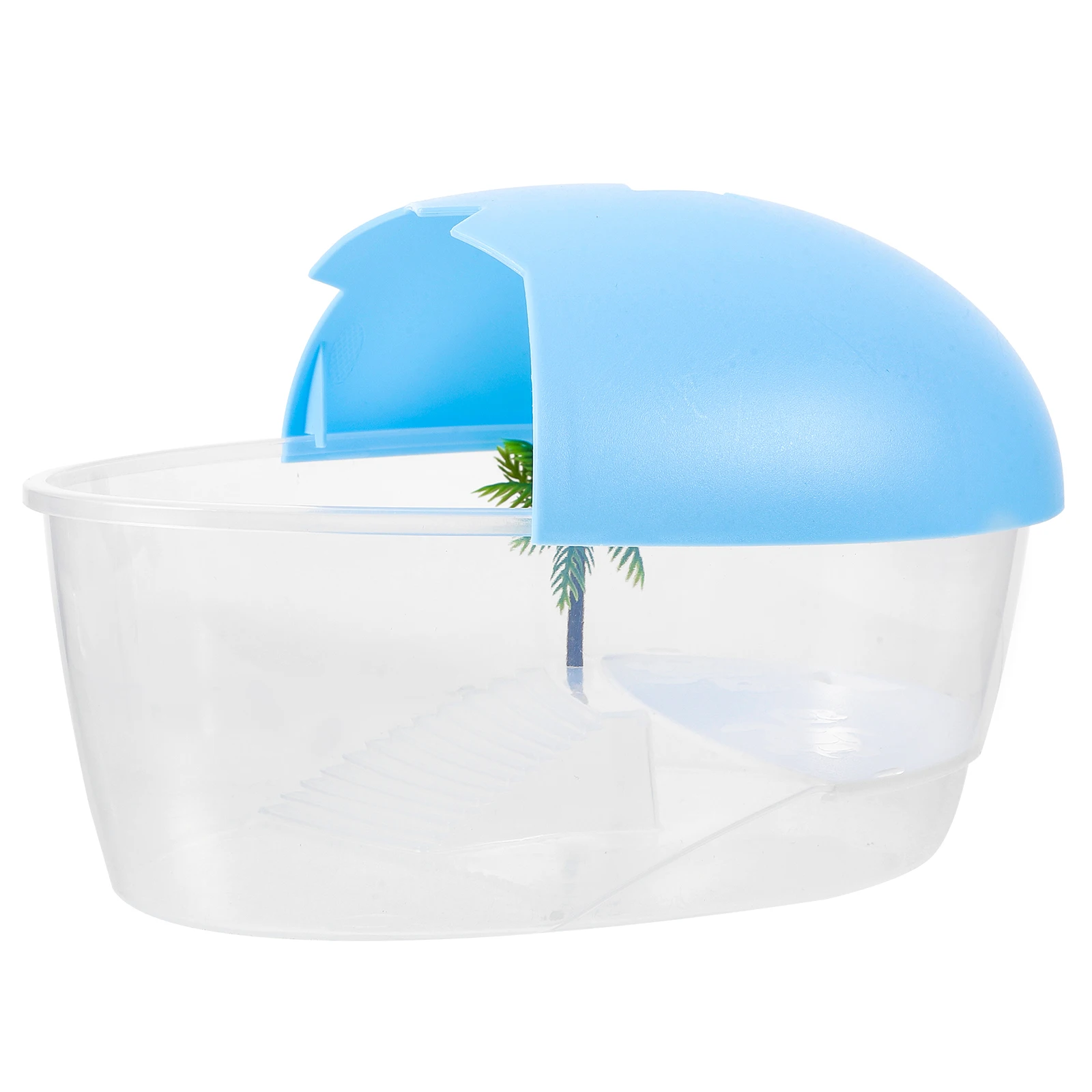 

Turtle Tank With Ramp Smooth Surface Easy Cleaning Reptile Habitat Tortoise Feeding Box Plastic Platform Household Tortoise Tank