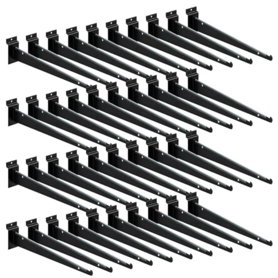 

36pcs 12 Inch Slatwall Shelf Heavy Duty Slat Wall Shelf Brackets with Lip Floating Slatwall Accessories for Garage Slat Panels