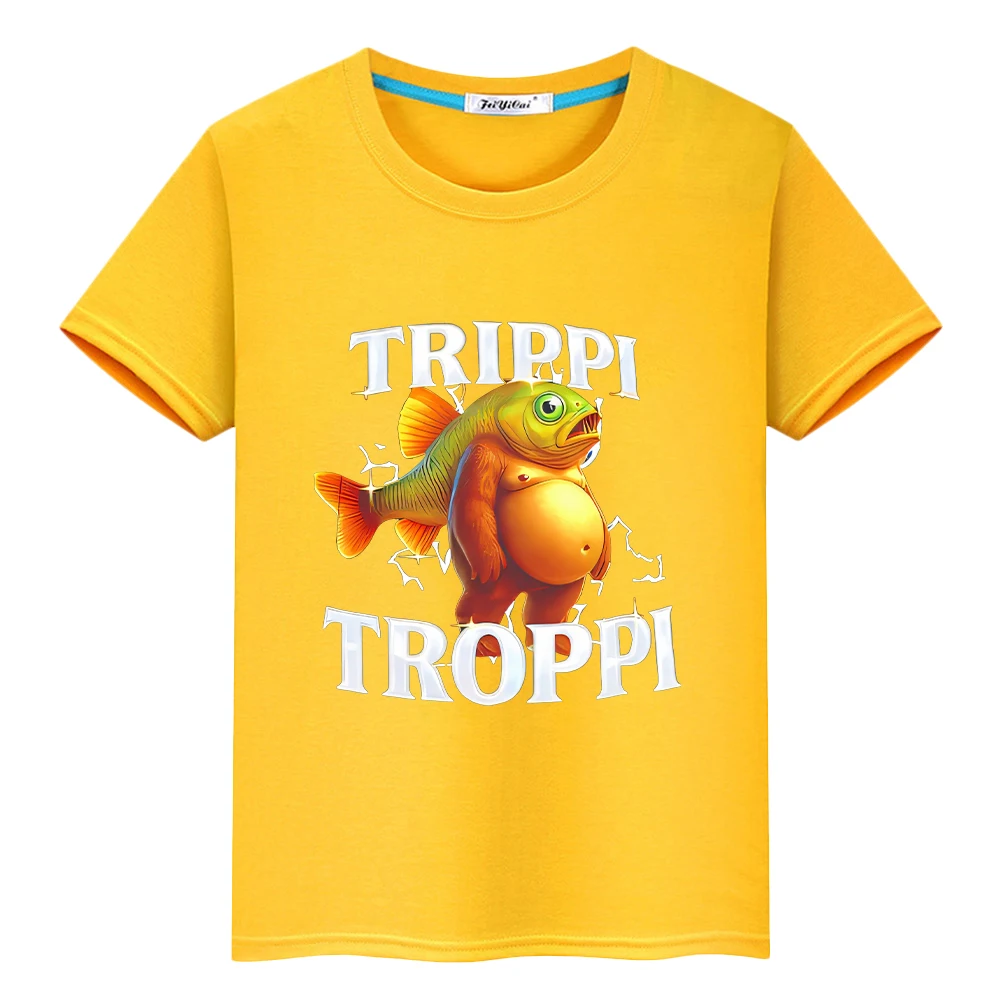 

Italian Brainrot print t shirt for kids boy 10years cartoon Tops Anime Short 100%Cotton Tees y2k one piece kids clothes girls
