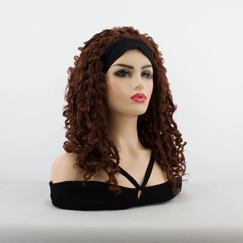 Women Wig Girl Dark Brown Red Wig Long Curls Rolls Hair Wig Ladies Party Wig