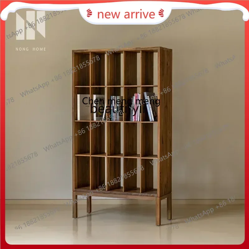 SS new style Modern wabi-sabi wind solid wood bookshelf study single bookcase simple shelf household storage combined cabinetss