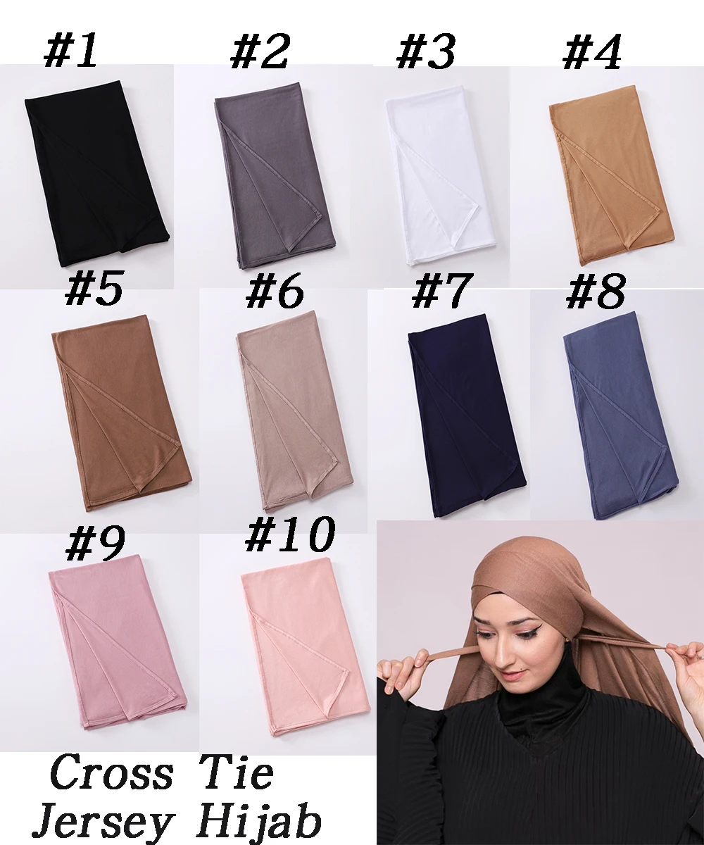 Camisa clássica hijabs gravata cruzada lenço instantâneo simples cor sólida lenços estilo cabeça envoltório lenço para mulher turbante macio
