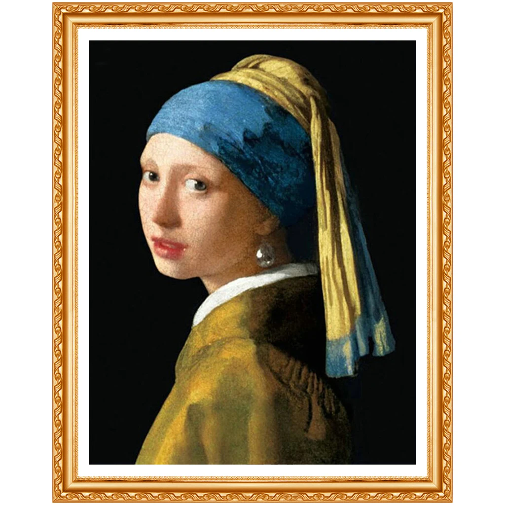 5D DIY Diamond Painting Full Portrait Diamond Embroidery Sale  vermeer girl with pearl necklace Full Woman Mosaic Decortion Art