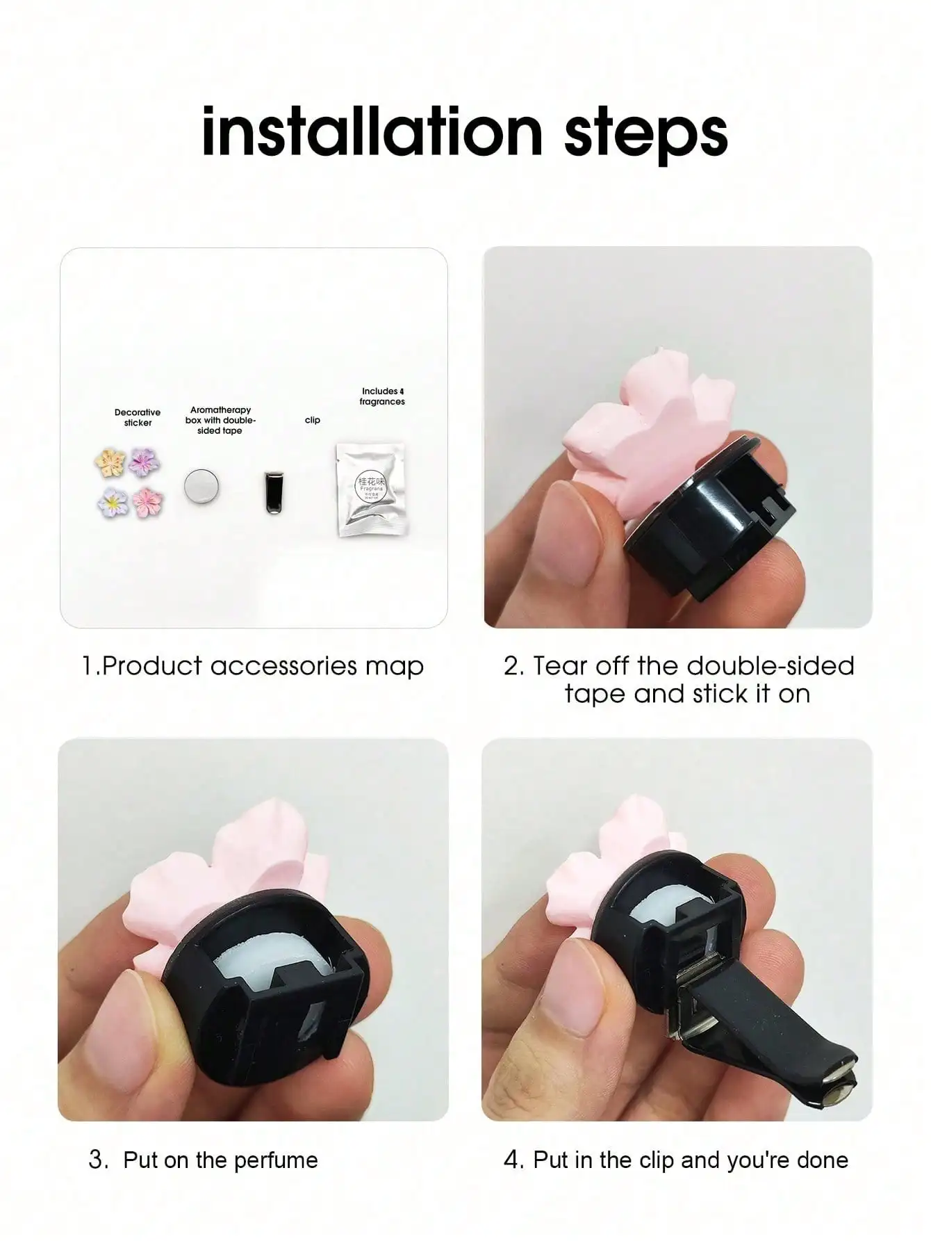2-Piece Set of Bright Peach Blossom Cherry Blossom Car Air Freshener with Fresh Color image 5