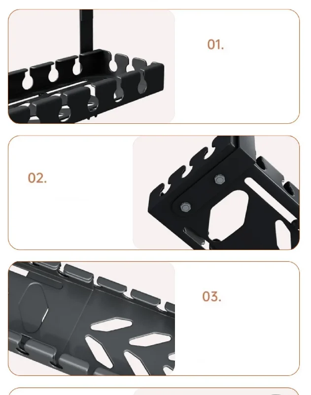 Picture 6: Under Table Storage Rack No Punching Metal Cable Management Tray Home Office Desk Wire Organizer Retractable Power Strip Storage