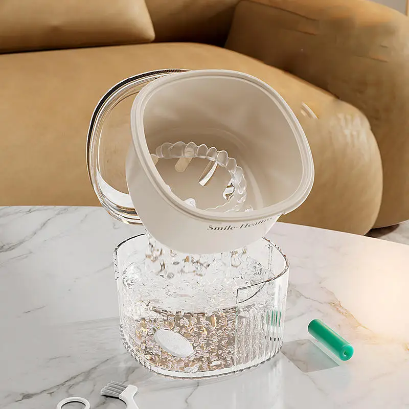 

Orthodontic Retainer Braces Storage Box Soaking Invisible Teeth Denture Cleaning Tooth Storage Portable Belt Case-1PC