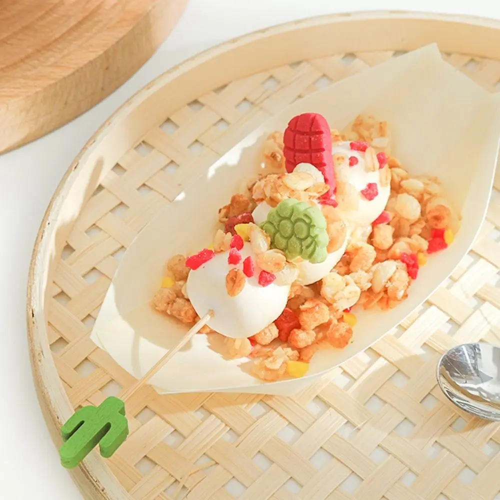 50PCS Multi-size Disposable Wooden Boat-shaped Plate Japanese Dish Boat-shape Tray Salad Dessert Bowl Food Serving