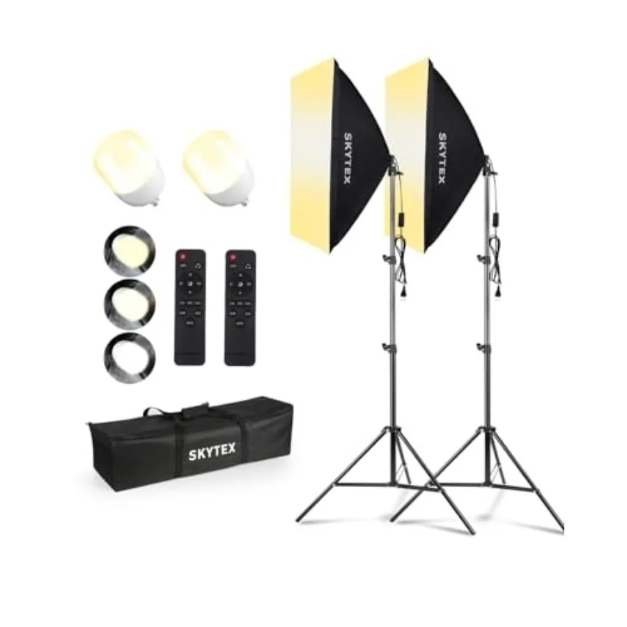 Lighting Kit Pack0x8in Soft Box Upgrade 15W 700-6400K 100V-40V AC E7 LEDBulb Continuous Photography Lighting Photo Studio Light