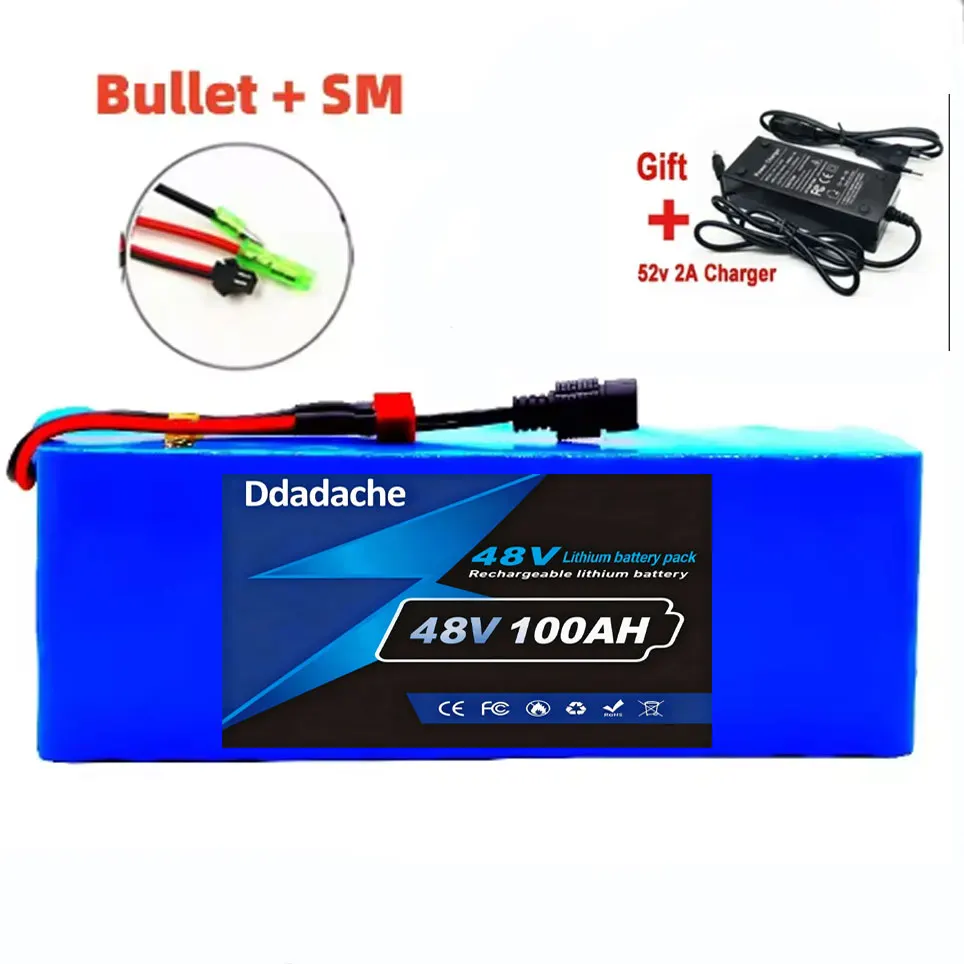 48V 100Ah Lithium-ion 13S3P Batterijpakket 100000mAh met 250W 350W 500W 750W 1000W BMS voor 54.6V E-bike Elektrische Fiets Scooter