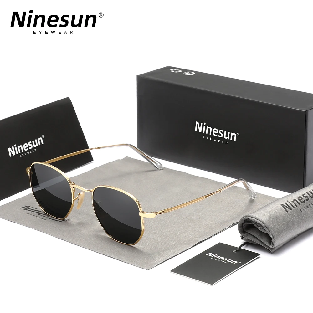 

NINESUN New Polarized Sunglasses Men's Anti-UV400 Hexagonal Retro Alloy Glasses Driving Fishing Eyeglasses Fashion Accessories