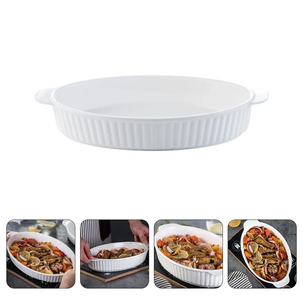 

Ceramic Baking Pan Highgrade Heatresistant Kitchen Bakeware White Dish Longlasting Giftchoice