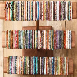 Bohemia Bracelets Faceted Gemstone 3mm Beads Elatsic Wire Crystal Bracelet Healing Jewelry Friendship Gifts Wholesale