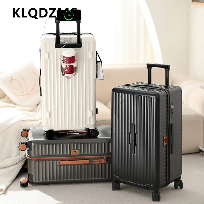 

KLQDZMS Multifunctional Suitcase ABS+PC Boarding Box 20"24"26"28 Inch Large Capacity Trolley Case Women's Rolling Luggage