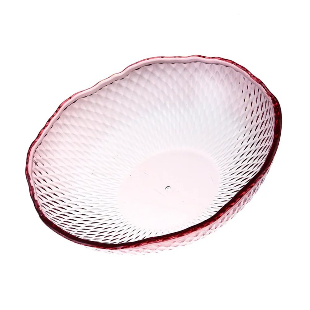 Plastic Crystal Fruit Plate Pink Honeycomb Design Snack Bowl Household Candy Holder Salad Tray Wave Shape Plastic Fruit Plate