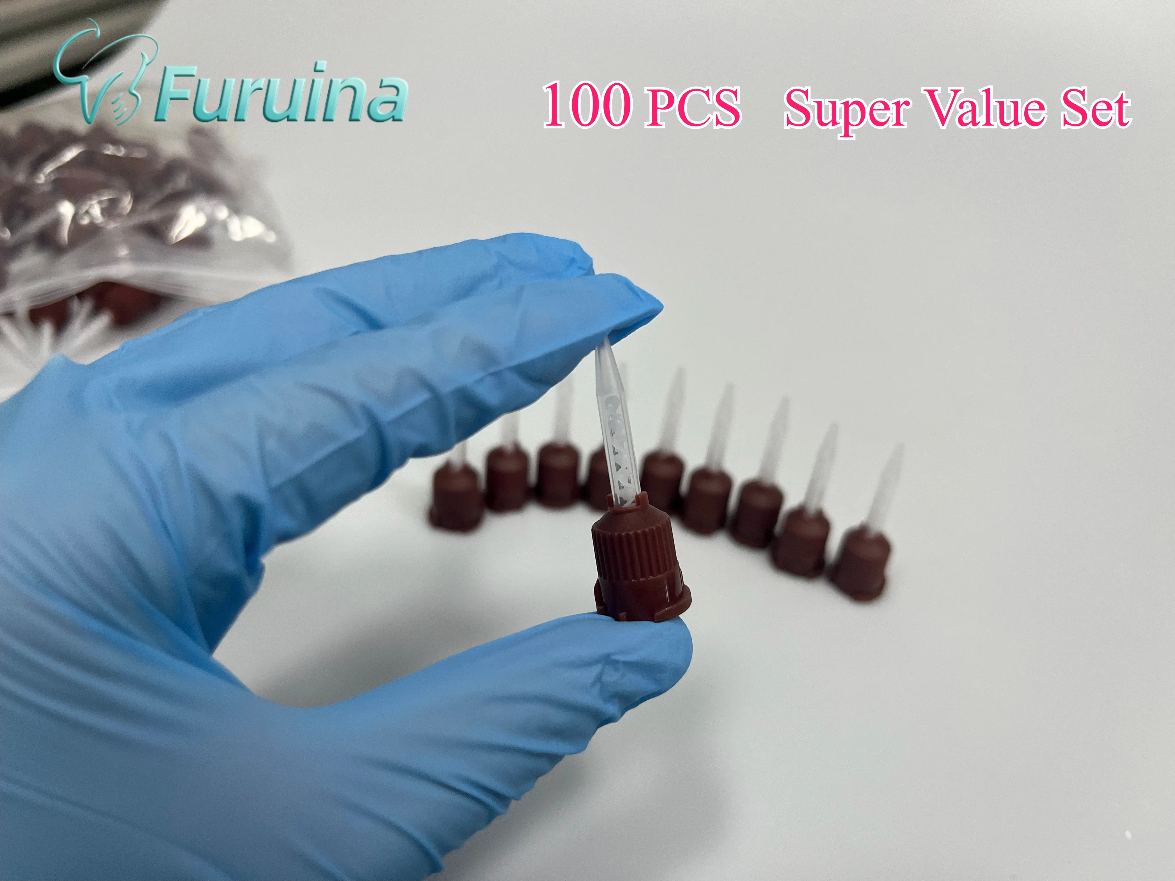 

100pcs Universal Mixing Tips – 1:1 Dual‑Cartridge, Silicone Head for Impression & Cement Dispensing Guns
